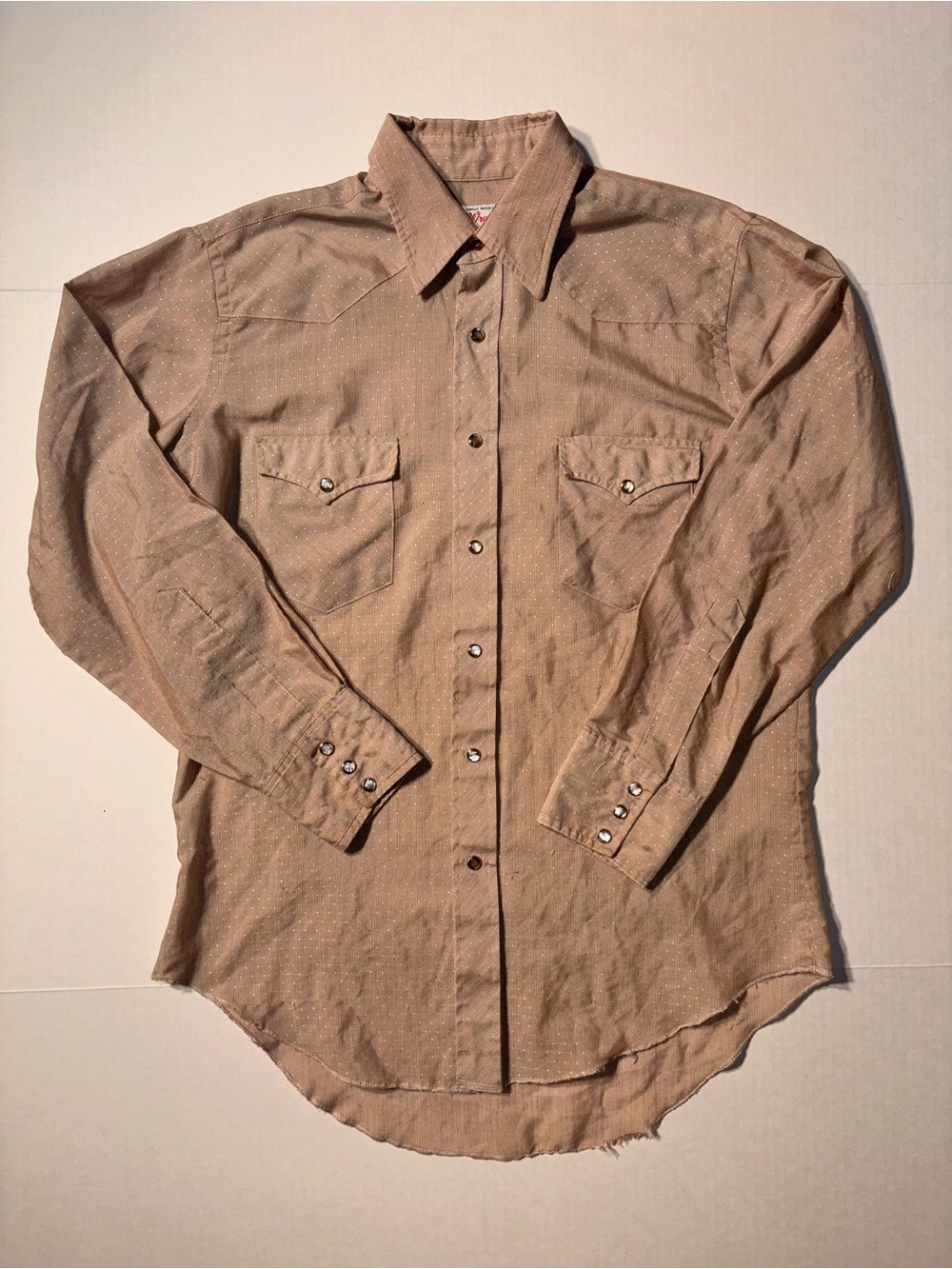 Vtg Wrangler Permanent Press 70’s Pearl Snap Polka Dot Button Up Western Wear
